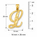 Initial L Charm Pendant 14k Gold Yellow Gold 14k