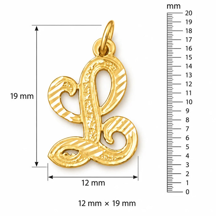 Initial L Classic Charm Pendant 14k Gold (1 Gram) Yellow Gold 14k
