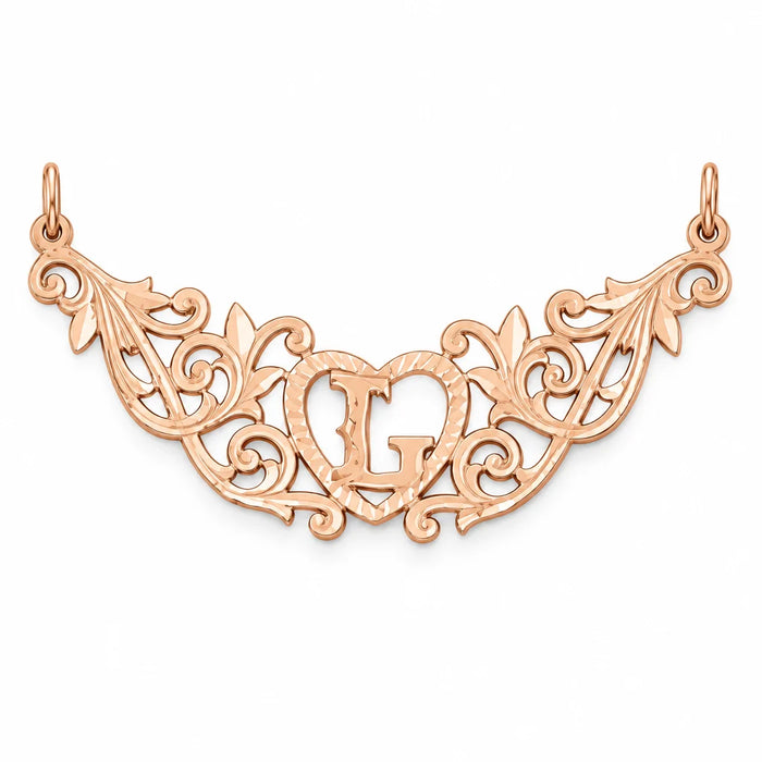 Initial L Heart Charm Pendant 14k Gold (1 Gram) Rose Gold 14k