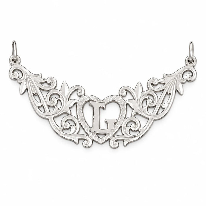 Initial L Heart Charm Pendant 14k Gold (1 Gram) White Gold 14k