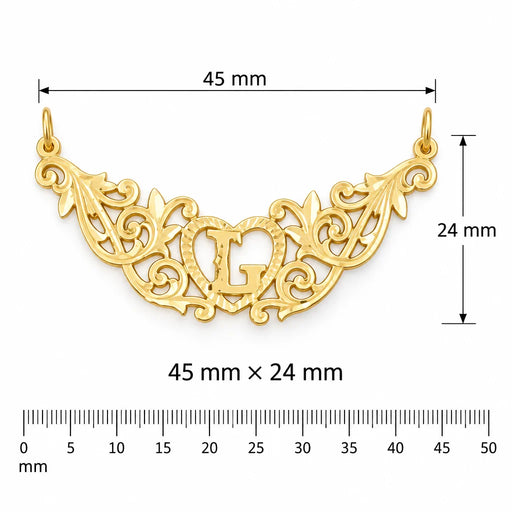 Initial L Heart Charm Pendant 14k Gold (1 Gram) Yellow Gold 14k