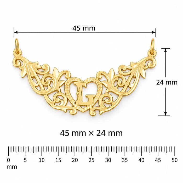 Initial L Heart Charm Pendant 14k Gold (1 Gram) Yellow Gold 14k