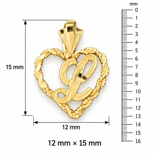 Initial L Heart Charm Pendant 14k Gold Yellow Gold 14k