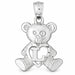 Initial L Teddy Bear Heart Charm Pendant 14k Gold White Gold 14k