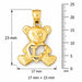 Initial L Teddy Bear Heart Charm Pendant 14k Gold Yellow Gold 14k
