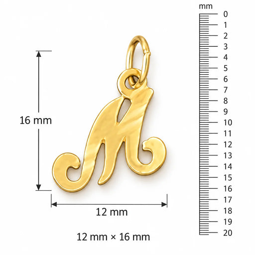 Initial M Charm Pendant 14k Gold (0.8 Grams) Yellow Gold 14k