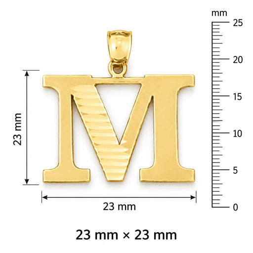 Initial M Charm Pendant 14k Gold (1.5 Grams) Yellow Gold 14k