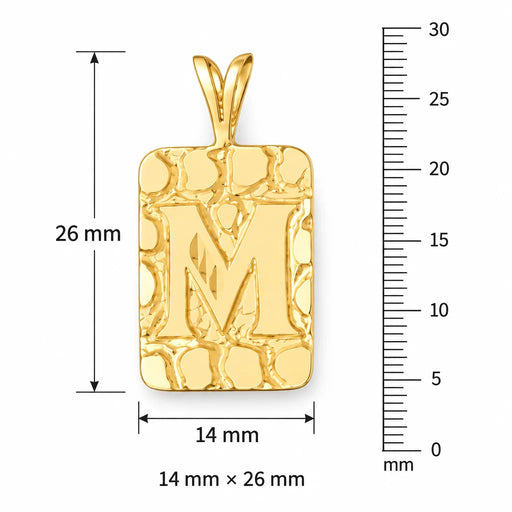 Initial M Charm Pendant 14k Gold (2.8 Grams) Yellow Gold 14k