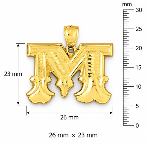 Initial M Charm Pendant 14k Gold (3 Grams) Yellow Gold 14k