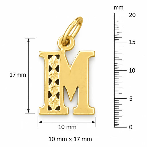 Initial M Charm Pendant 14k Gold Yellow Gold 14k