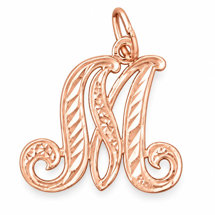 Initial M Classic Charm Pendant 14k Gold (1 Gram) Rose Gold 14k