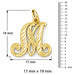 Initial M Classic Charm Pendant 14k Gold (1 Gram) Yellow Gold 14k