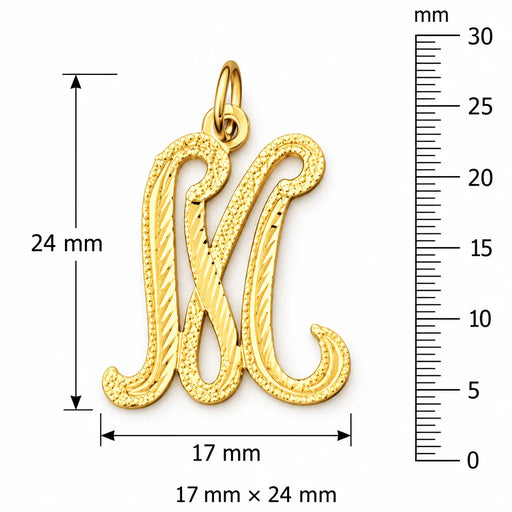 Initial M Classic Charm Pendant 14k Gold Yellow Gold 14k
