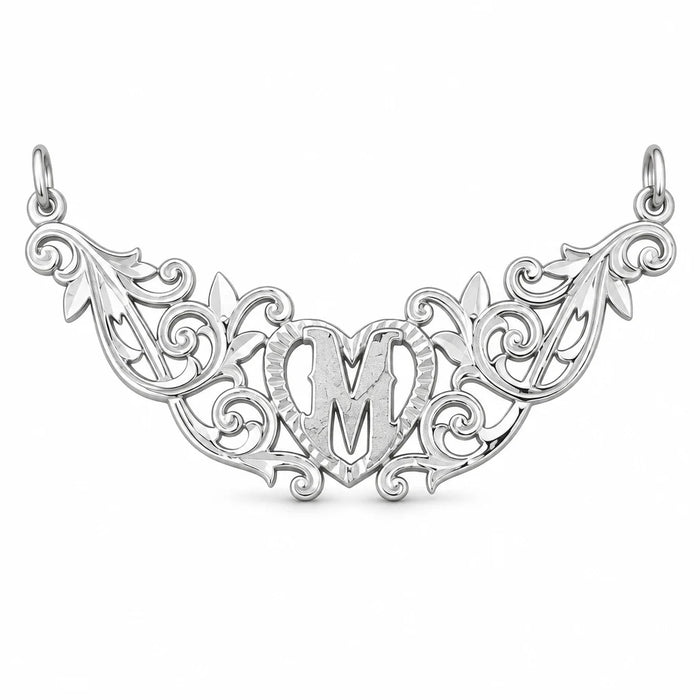 Initial M Heart Charm Pendant 14k Gold (1 Gram) White Gold 14k