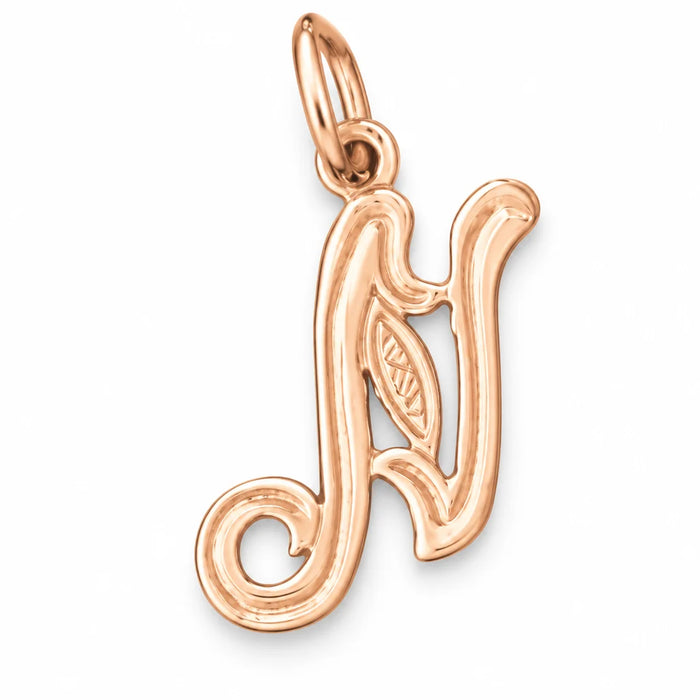 Initial N Charm Pendant 14k Gold (0.5 Grams) Rose Gold 14k