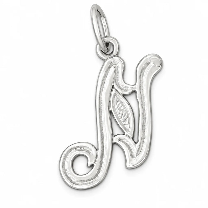 Initial N Charm Pendant 14k Gold (0.5 Grams) White Gold 14k