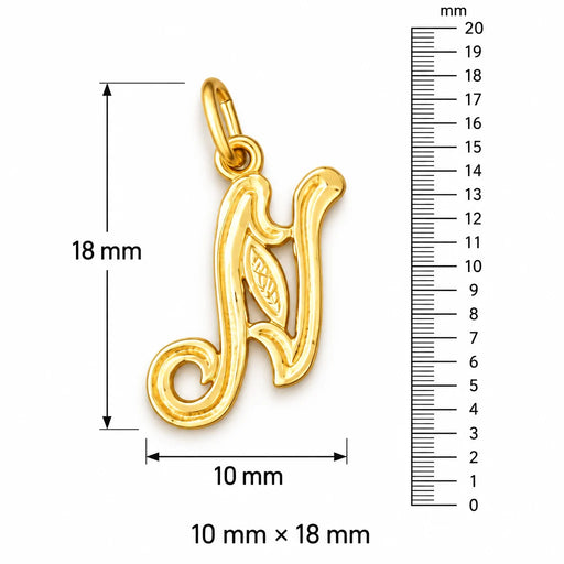 Initial N Charm Pendant 14k Gold (0.5 Grams) Yellow Gold 14k