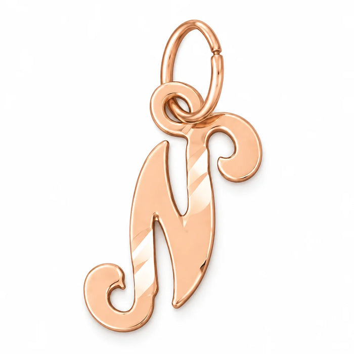 Initial N Charm Pendant 14k Gold (0.8 Grams) Rose Gold 14k