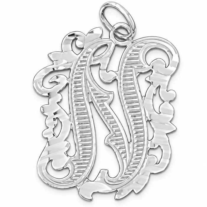 Initial N Charm Pendant 14k Gold (1.7 Grams) White Gold 14k