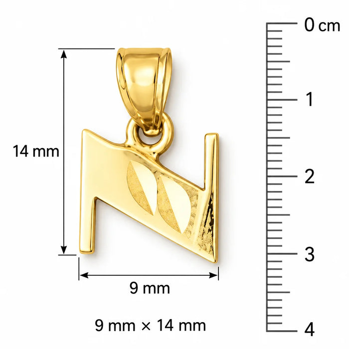 Initial N Charm Pendant 14k Gold (1 Gram) Yellow Gold 14k