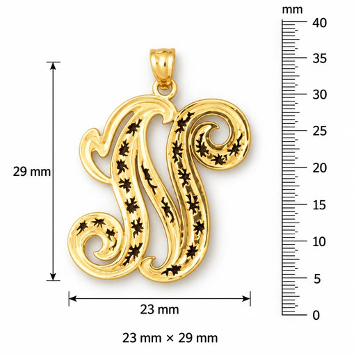 Initial N Charm Pendant 14k Gold (2.7 Grams) Yellow Gold 14k