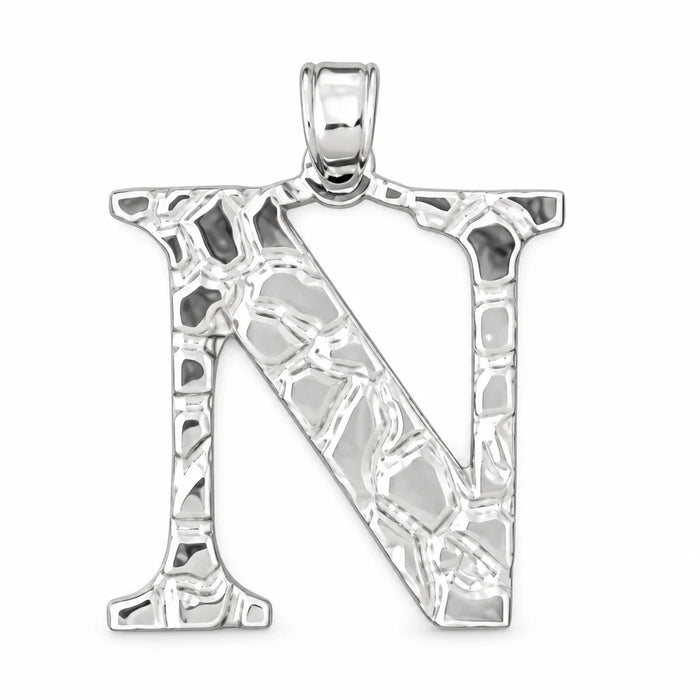 Initial N Charm Pendant 14k Gold (2 Grams) White Gold 14k
