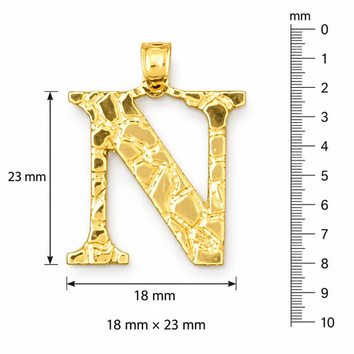 Initial N Charm Pendant 14k Gold (2 Grams) Yellow Gold 14k