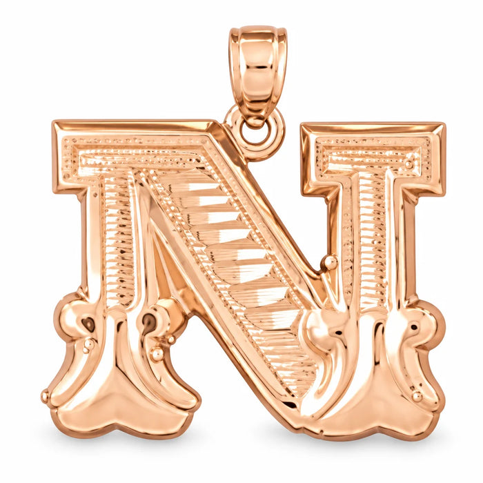 Initial N Charm Pendant 14k Gold (3 Grams) Rose Gold 14k