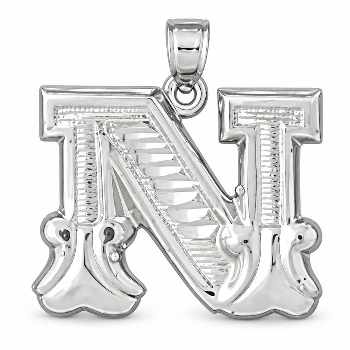 Initial N Charm Pendant 14k Gold (3 Grams) White Gold 14k