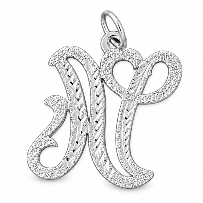 Initial N Classic Charm Pendant 14k Gold White Gold 14k