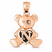 Initial N Teddy Bear Heart Charm Pendant 14k Gold Rose Gold 14k