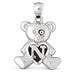 Initial N Teddy Bear Heart Charm Pendant 14k Gold White Gold 14k