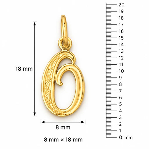 Initial O Charm Pendant 14k Gold (0.5 Grams) Yellow Gold 14k