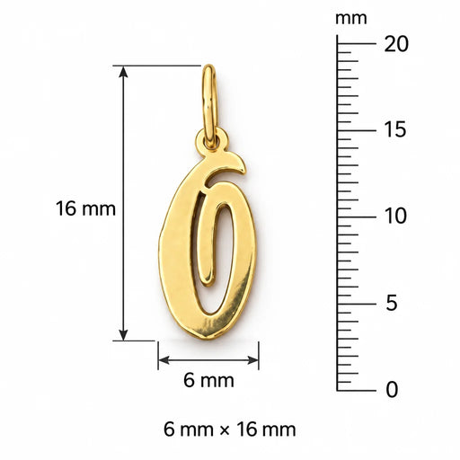 Initial O Charm Pendant 14k Gold (0.7 Grams) Yellow Gold 14k
