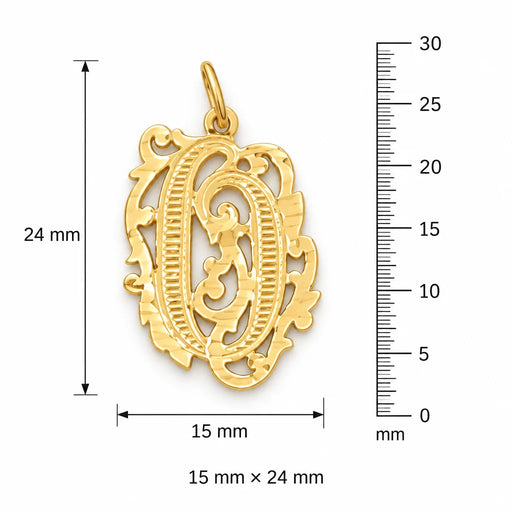 Initial O Charm Pendant 14k Gold (1.7 Grams) Yellow Gold 14k