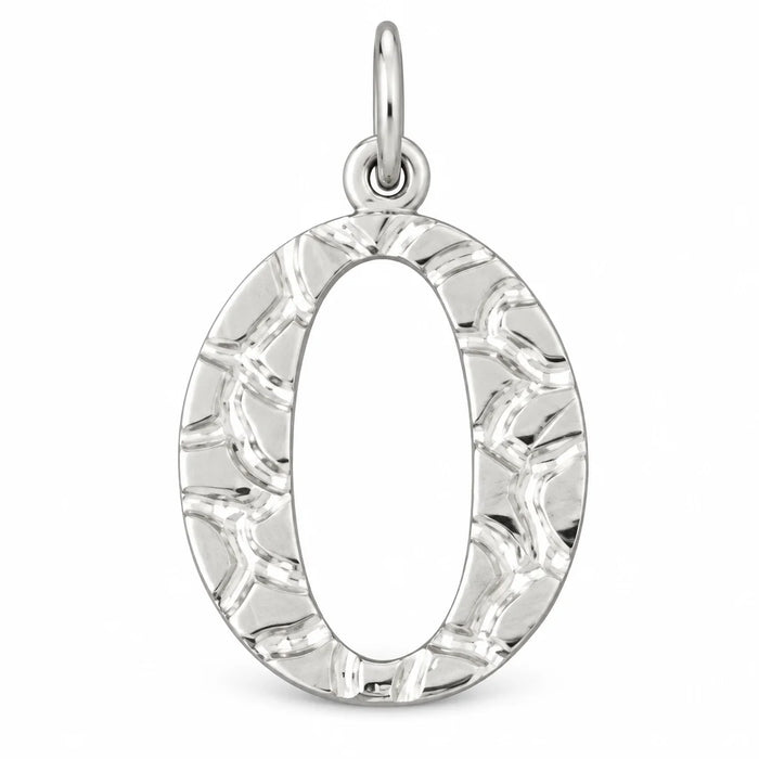 Initial O Charm Pendant 14k Gold (1 Gram) White Gold 14k