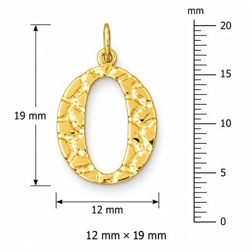 Initial O Charm Pendant 14k Gold (1 Gram) Yellow Gold 14k