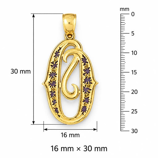 Initial O Charm Pendant 14k Gold (2.7 Grams) Yellow Gold 14k