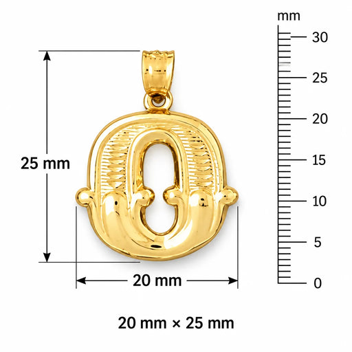 Initial O Charm Pendant 14k Gold (3 Grams) Yellow Gold 14k