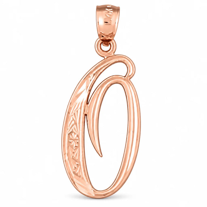 Initial O Charm Pendant 14k Gold Rose Gold 14k
