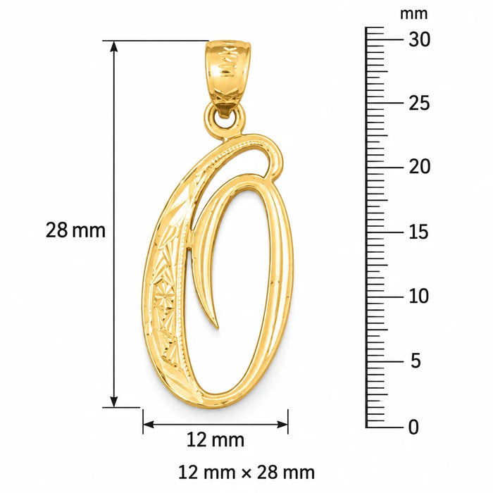 Initial O Charm Pendant 14k Gold Yellow Gold 14k