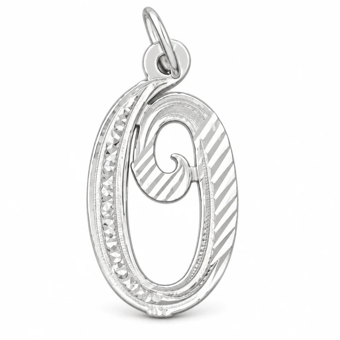 Initial O Classic Charm Pendant 14k Gold (1 Gram) White Gold 14k
