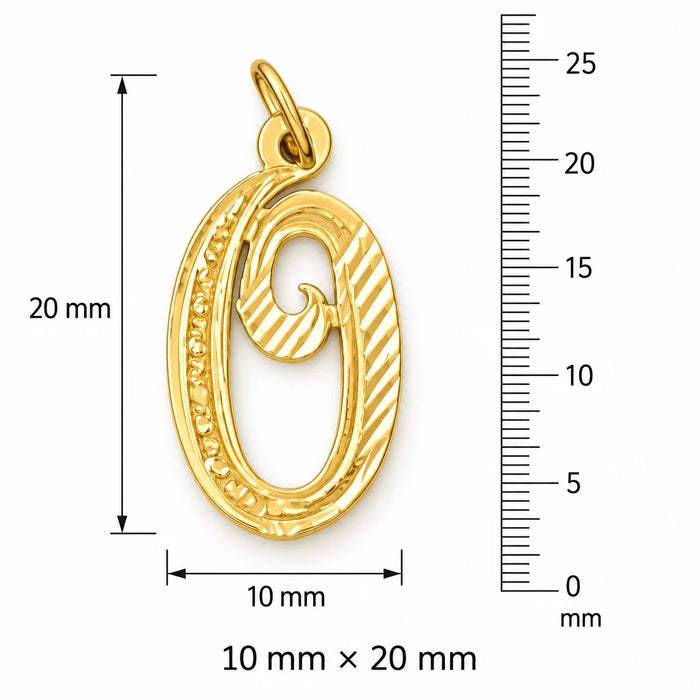 Initial O Classic Charm Pendant 14k Gold (1 Gram) Yellow Gold 14k