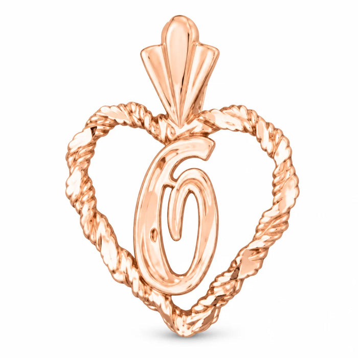 Initial O Heart Charm Pendant 14k Gold Rose Gold 14k