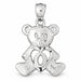 Initial O Teddy Bear Heart Charm Pendant 14k Gold White Gold 14k