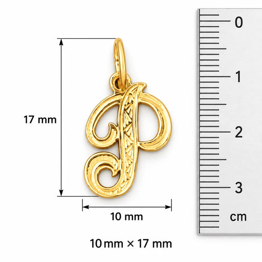 Initial P Charm Pendant 14k Gold (0.5 Grams) Yellow Gold 14k