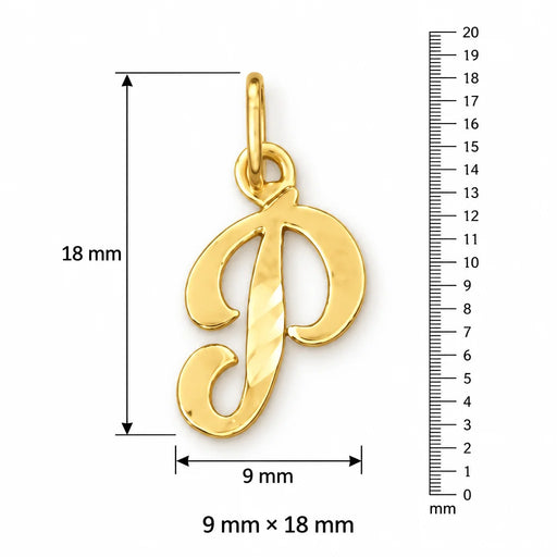 Initial P Charm Pendant 14k Gold (0.8 Grams) Yellow Gold 14k