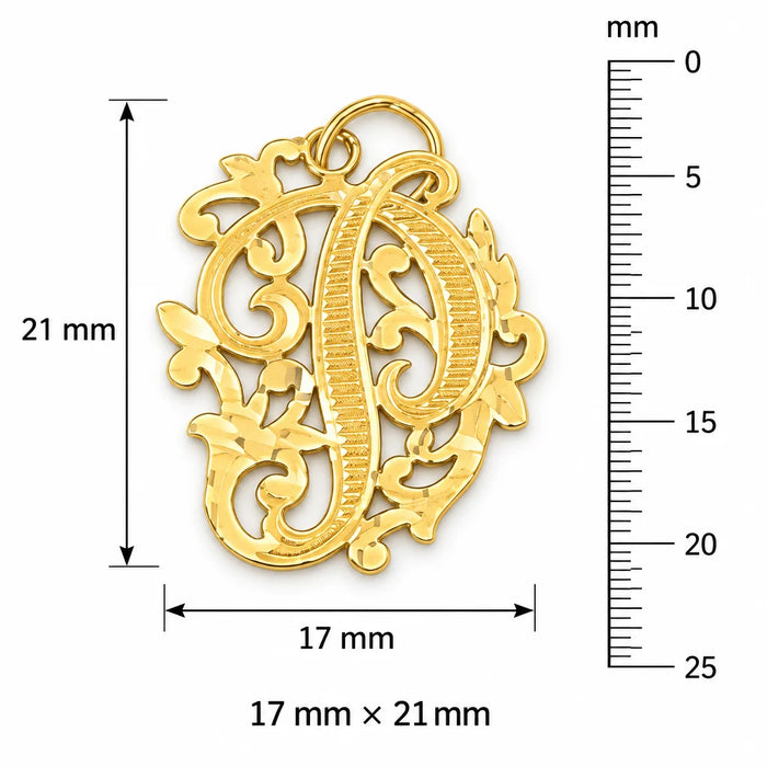 Initial P Charm Pendant 14k Gold (1.7 Grams) Yellow Gold 14k