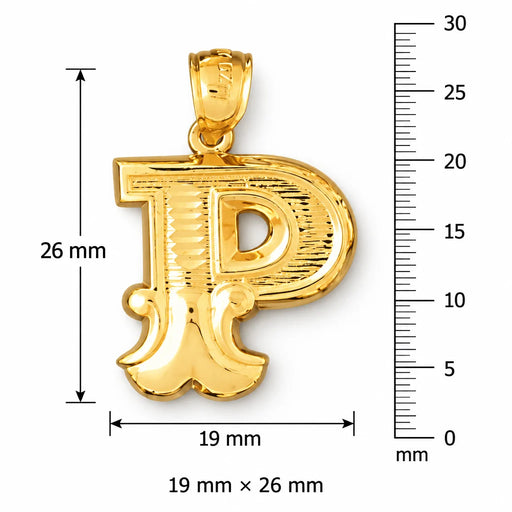 Initial P Charm Pendant 14k Gold (3 Grams) Yellow Gold 14k