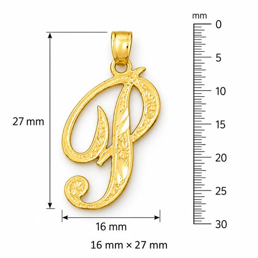 Initial P Charm Pendant 14k Gold Yellow Gold 14k